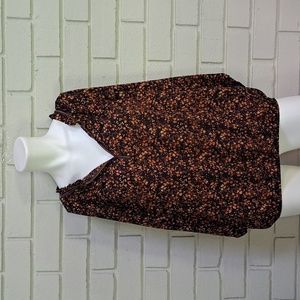 Max Studio Oversized Black Floral Balloon Sleeve V-Neck Top. Size Small NWT